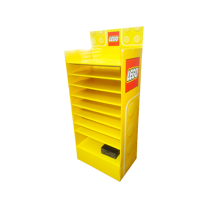 Suporte de tela ondulada no estilo LEGO para o supermercado
